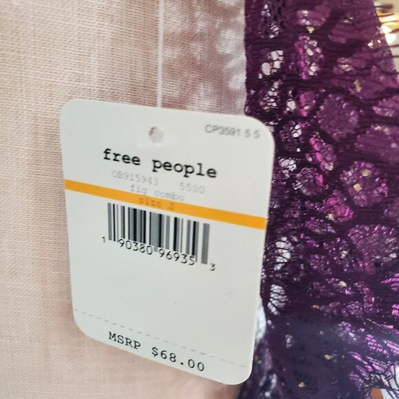 NWT Free People Show Off Fig Purple Sheer Lace Halter Bodysuit S - Picture 10 of 11